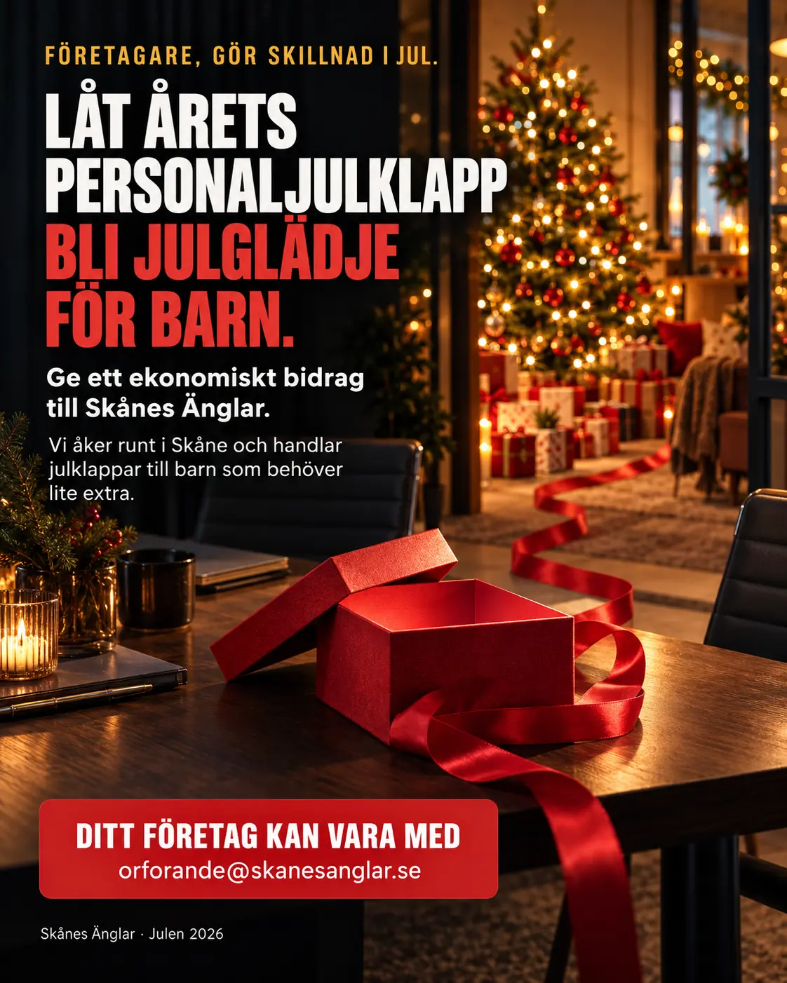 Låt årets personaljulklapp bli julglädje för barn med Skånes Änglar