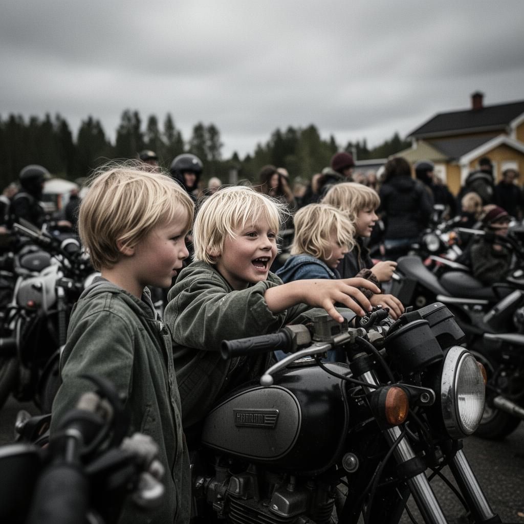 Barn vid ett motorevent